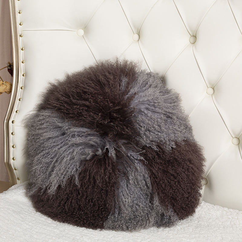 45 * 45cm black gray faux fur pillow