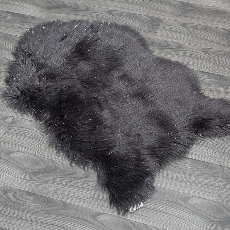 60 * 90cm black faux fur rug