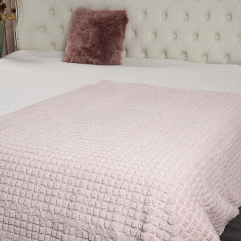 50 * 60 inch peach red spray rabbit hair blanket