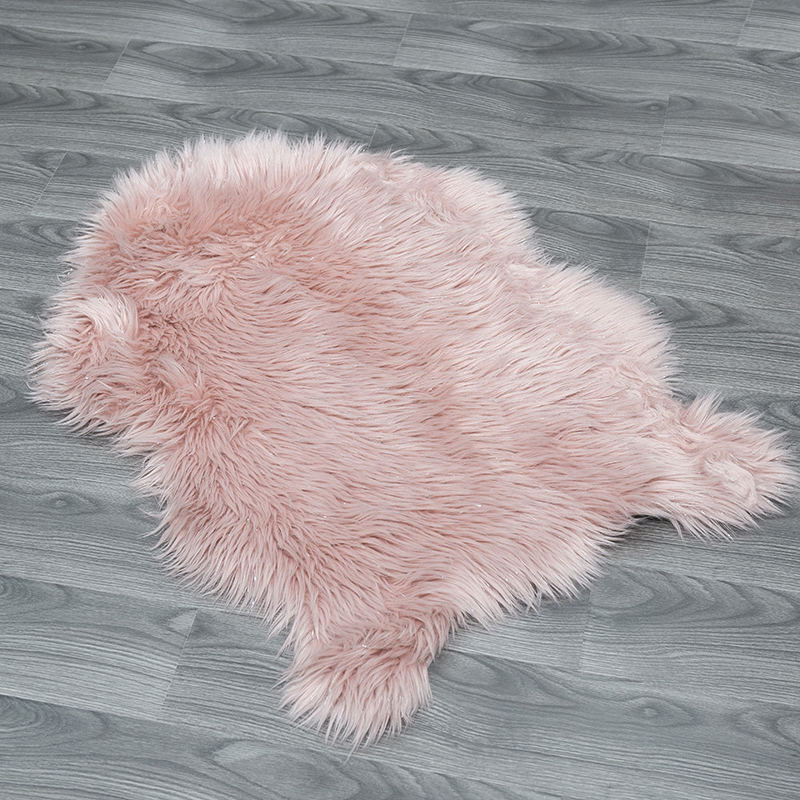 60 * 90cm pink plain imitation fur rug